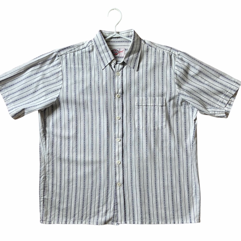 Men’s Striped Pattern Short Sleeves Shirt, Large